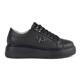 Sneakers platform in pelle nera bianco
