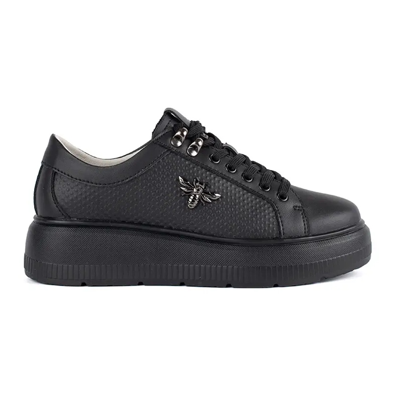 Sneakers platform in pelle nera bianca