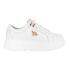 Sneakers in pelle bianca con plateau
