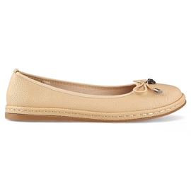 Ballerine da donna beige con sottopiede in pelle, scarpe da donna comode