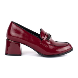 Scarpe con tacco da donna in vernice bordeaux rosso