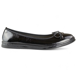 Ballerine da donna in vernice nera con sottopiede in pelle, scarpe da donna comode nero
