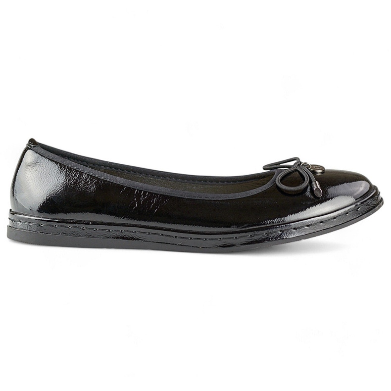 Ballerine da donna in vernice nera con sottopiede in pelle, scarpe da donna comode nero