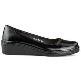 Décolleté in vernice nera, scarpe da donna con zeppa bassa nero