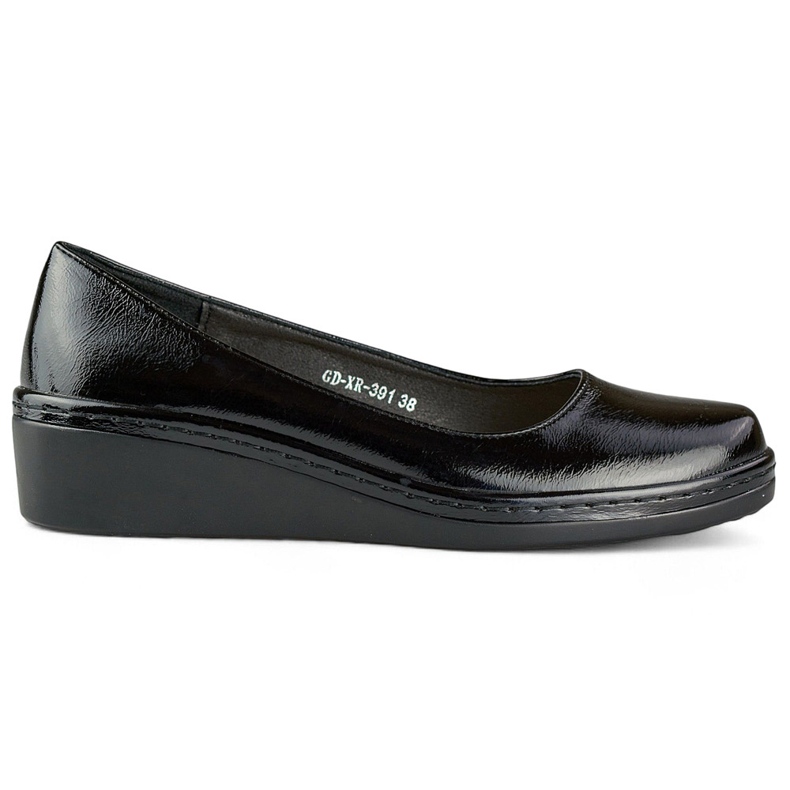 Décolleté in vernice nera, scarpe da donna con zeppa bassa nero