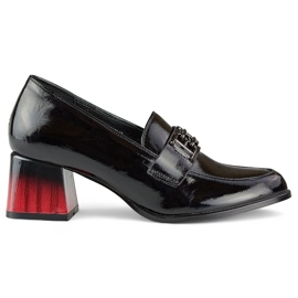 Scarpe in vernice nera con tacco comodo, décolleté da donna nero