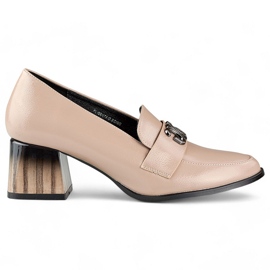Décolleté da donna con tacco alto in vernice beige, scarpe da donna