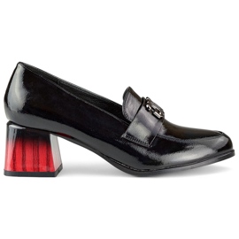 Décolleté da donna in vernice nera con tacco alto, scarpe da donna nero