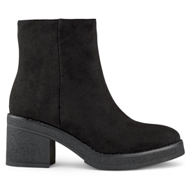 Stivaletti da donna classici neri con tacco comodo, stivaletti da donna in pelle scamosciata nero