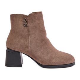Stivaletti con tacco alto da donna fissati con cerniera, beige scuro di Tinamar
