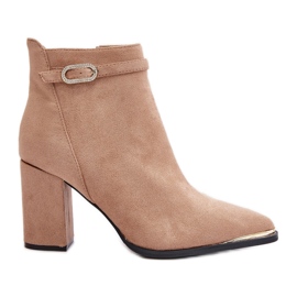 Stivaletti da donna isolanti con punta appuntita su tacco alto, Beige Laoreina
