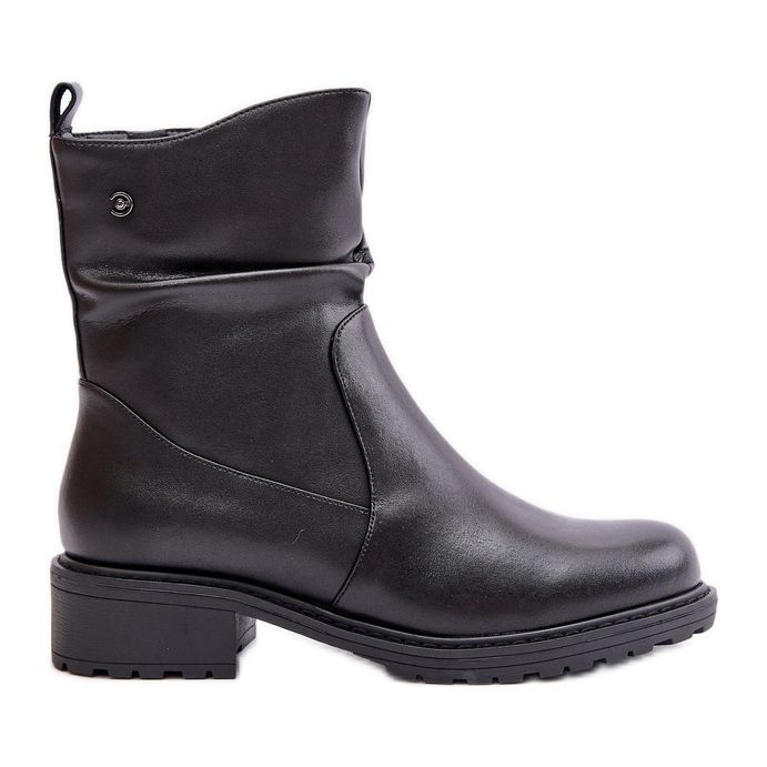 Stivaletti Caldi In Pelle Da Donna Con Rughe, Nero Vinceza 66714