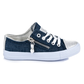 Sport Sneakers In Denim Sulla Piattaforma blu