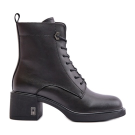 Stivaletti isolanti con tacco alto in pelle naturale, Nero Vinceza 66689