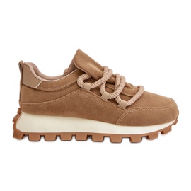 Scarpe sportive Sneakers su plateau in ecopelle scamosciata Riadella marrone beige