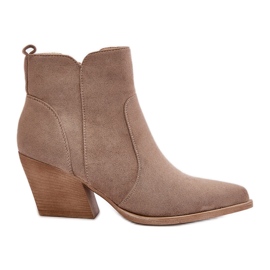 Stivali da cowboy coibentati in ecopelle scamosciata con cerniera, Virtris beige scuro