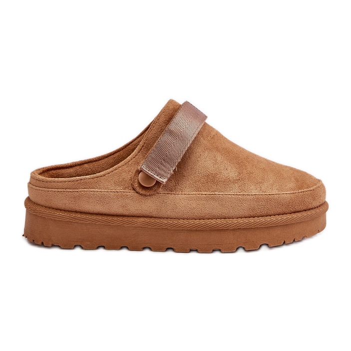 Infradito da donna foderati in pelliccia su piattaforma Azida color cammello marrone