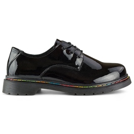 Oxford da donna in vernice nera, pelle naturale nero