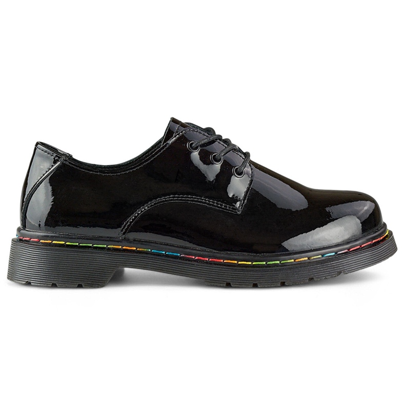 Oxford da donna in vernice nera, pelle naturale nero