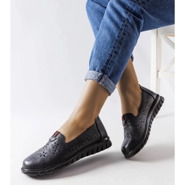 Stivaletti da donna in pelle nera con plateau, stivali isolanti in pelle naturale nero