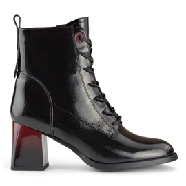 Stivaletti stringati, eleganti stivaletti in vernice nero