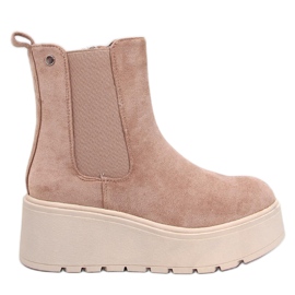Stivaletti Chelsea con plateau Ronda Khaki beige