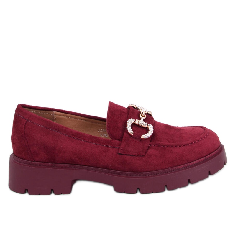 Mocassini Karins con fibbia in camoscio color vino rosso