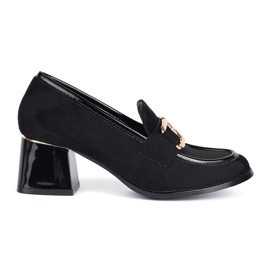 Scarpe da donna in pelle scamosciata con tacco grosso nero