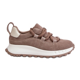Sneakers da Donna in Camoscio Con Allacciatura Spessa Artiker 54C1409 Beige