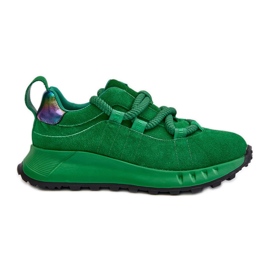 Sneakers da donna in pelle scamosciata con allacciatura spessa Artiker 55C0099 Verde