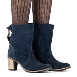 Olivier Stivaletti Sophia in pelle traforata, blu navy