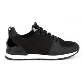 Nik Scarpe sportive da donna, creepers in pelle 05-0784-11, nere nero