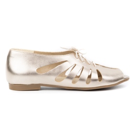 Exquisite Ballerine da donna in pelle traforata 1444EX Oro d'oro