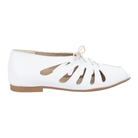 Exquisite Ballerine da donna in pelle traforata 1444EX Bianco bianca