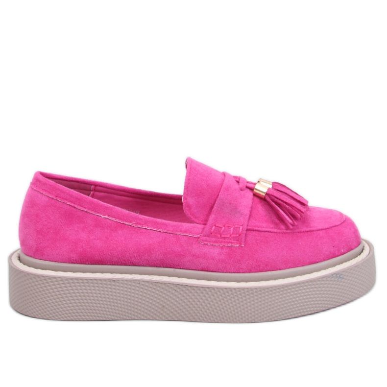 Mocassini platform Trinity fucsia con frange rosa