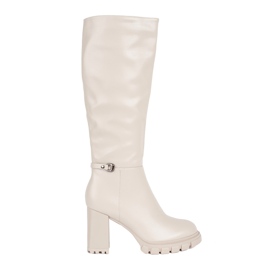 Classici stivali beige con tacco alto