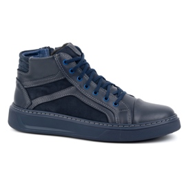Olivier Scarpe da uomo in pelle, sneakers invernali 886K, blu navy