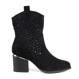 Seastar Stivali da cowboy neri traforati con tacco alto nero