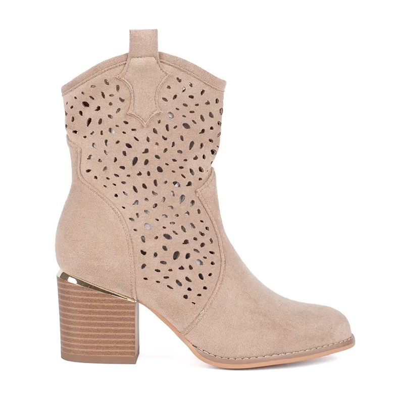 Seastar Stivali da cowboy beige traforati con tacco alto