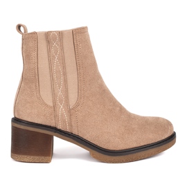 Seastar Stivaletti Chelsea in camoscio beige con tacco alto