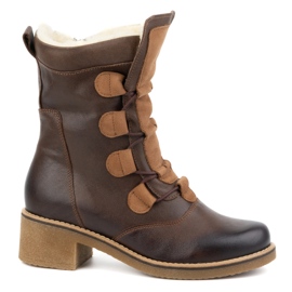 Olivier Eleganti stivali in pelle da donna isolati con lana marrone scuro 317BB
