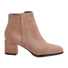 Stivaletti con tacco alto in eco suede, chiusi con cerniera, Sairis Beige Scuro