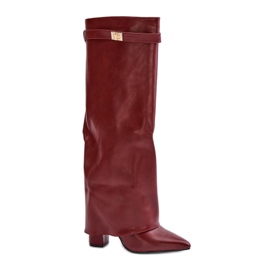 Stivali da Donna in Eco Pelle con Tomaia Risvoltata su Tacco Alto, Avamora Bordeaux rosso