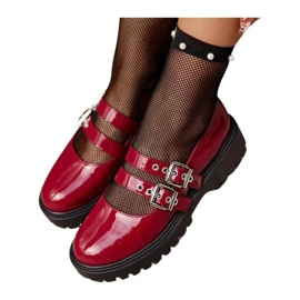 Scarpe Da Donna Con Cinturini Vernice Bordeaux Terione rosso