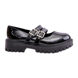 Scarpe Da Donna Con Cinturini In Terione Vernice Nera nero