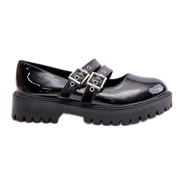 Scarpe Da Donna Con Cinturini In Terione Vernice Nera nero