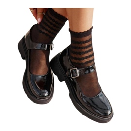 Scarpe da donna in vernice con fibbia, Plikuria Nero