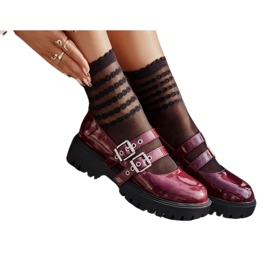 Scarpe Da Donna Con Cinturini Vernice Bordeaux Terione rosso