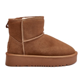Stivali da neve con plateau alla caviglia in pelle scamosciata color cammello Rianaella beige