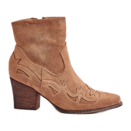 Stivali da cowboy con tacco alto, Eco suede, Arabelline marrone